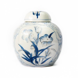 White Blue Floral Urn