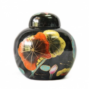 Black Urn with Lotus Ornaments